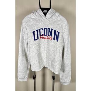University of Connecticut UCONN Huskies League91 Cutoff Cropped Hoodie Gray Sz M